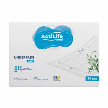 Пеленки гигиенические ActiLife Med Basic Впитывающие, 60*90 см, 30 шт Пеленки гигиенические ActiLife Med Basic Впитывающие, 60*90 см, 30 шт