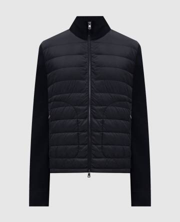 Черная комбинированная куртка с шерстью