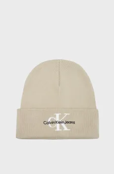 Мужская бежевая шапка MONOGRAM BEANIE Бежевый ONESIZE Calvin Klein K50K511160