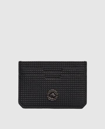 Черный кожаный картхолдер с логотипом логотип