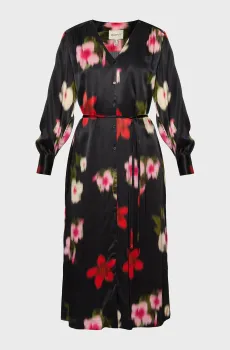 Женское черное платье с узором RELAXED FLORAL PRINT SHIRT DRESS Черный 32 Gant 4503367