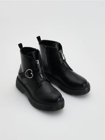 Reserved - Kороткі чоботи із застібкою-блискавкою на халяві - чорний - 583GG-99X