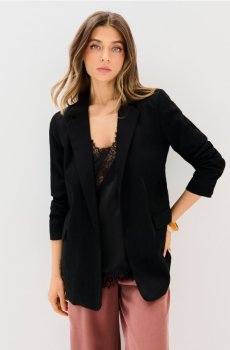 Жакет зі зібраними рукавами з домішкою віскози - чорний