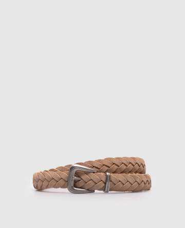 Бежевый замшевый плетеный ремень