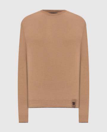 Коричневый джемпер из шерсти, шелка и кашемира