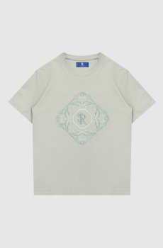 Детская зеленая футболка с вышивкой логотипа монограммы