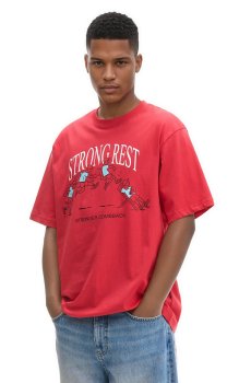 Cropp - Червона футболка з принтом - карміновий