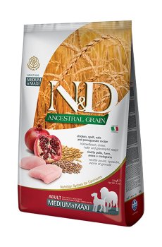 Сухой корм для собак средних и крупных пород Farmina N&D Ancestral Grain с курицей и гранатом, 2.5 кг