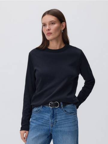 Reserved - Лонгслів із мерсеризованої бавовни - чорний - 9467H-99X