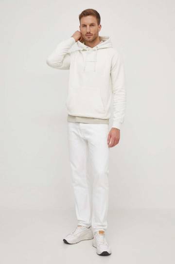 Хлопковая кофта Pepe Jeans Dave Hoodie мужская цвет бежевый с капюшоном принтом PM582561 Хлопковая кофта Pepe Jeans Dave Hoodie мужская цвет бежевый с капюшоном принтом PM582561