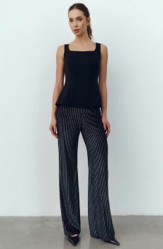 Чорні оксамитові штани зі сріблястим напиленням