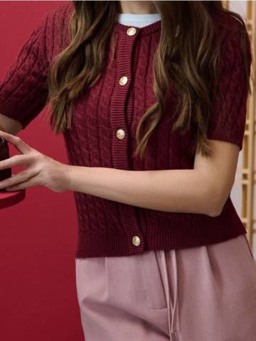 Кардиган з коротким рукавом - буряковий Кардиган з коротким рукавом - буряковий
