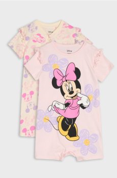 Бавовняний ромпер з принтом Minnie Mouse - пастельний рожевий