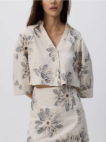 Reserved - Сорочка з додаванням льону - різнобарвний - 562EH-MLC