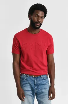 Мужская красная футболка EMBOSSED SS T-SHIRT Красный S Gant 2003339