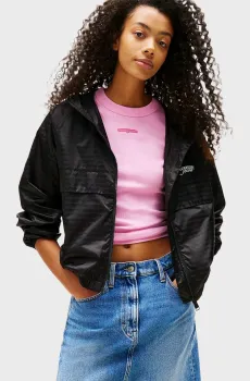Женская черная ветровка с узором JACQUARD Черный L Tommy Jeans DW0DW20952