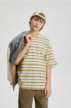 Reserved - Футболка в смужку - бурштиновий - 877HR-18X