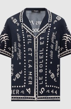 Синяя рубашка с принтом