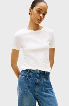 Женская белая футболка STAMP LOGO SLIM Белый L Tommy Hilfiger WW0WW45809