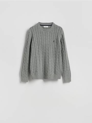 Reserved - Джемпер з візерунком «косичка» - середньо-сірий - 940GC-85M