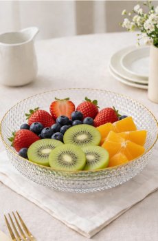 Тарілка для сервірування з тисненим візерунком і золотою кромкою - clear