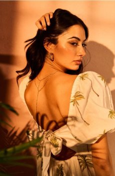 Бавовняна сукня міді з рукавом-буфом - різнобарвний