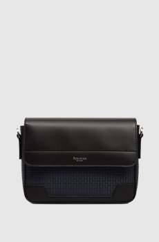 Синяя кожаная сумка-мессенджер с логотипом