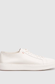 Белые кожаные кеды с логотипом