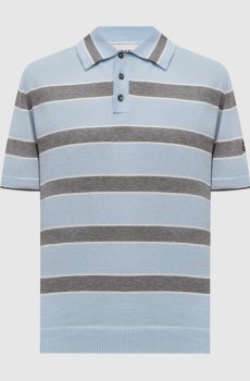 Голубое поло в полоску