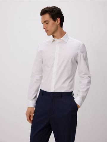 Reserved - Приталена сорочка з єгипетської бавовни - білий - 7927H-00X