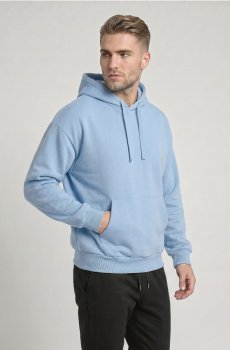 Кофта comfort fit з капюшоном з домішкою бавовни - light blue