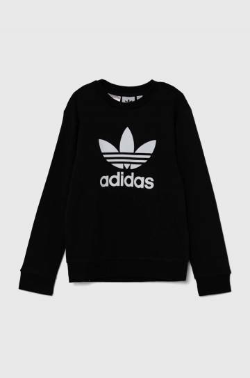 Детская кофта adidas Originals TREFOIL CREW цвет чёрный с принтом IY7435 Детская кофта adidas Originals TREFOIL CREW цвет чёрный с принтом IY7435