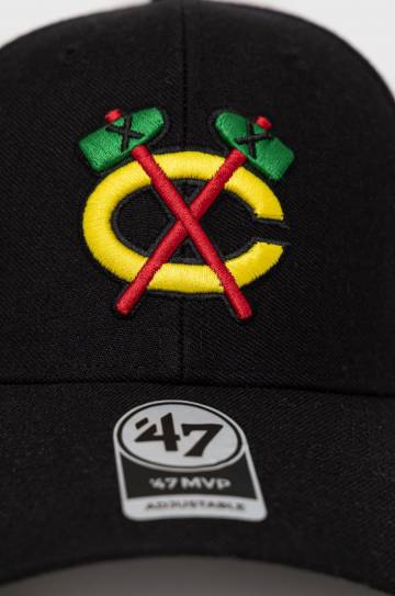 Кепка с примесью шерсти 47 brand Chciago Blackshawks цвет чёрный с аппликацией Кепка с примесью шерсти 47 brand Chciago Blackshawks цвет чёрный с аппликацией