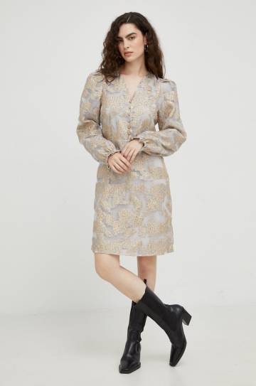Платье Bruuns Bazaar цвет серый mini расклешённое Платье Bruuns Bazaar цвет серый mini расклешённое