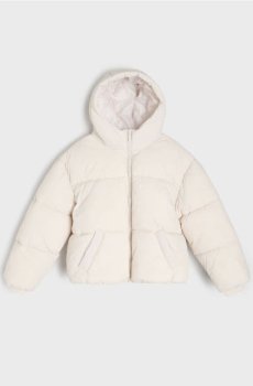 Квітована куртка puffer з капюшоном - бежевий