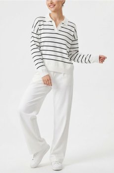 Светр у смужку з коміром - білий