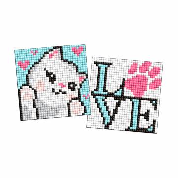 Алмазная мозаика Ideyka Милая кошечка, на магнитной основе, 9*9 см, 2 шт (AMG1046)