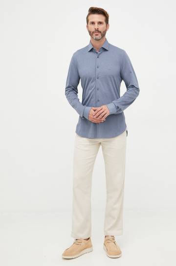 Хлопковая рубашка Michael Kors мужская slim итальянский воротник