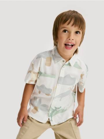 Reserved - Бавовняна сорочка - кремовий - 877FG-01X