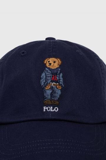Хлопковая кепка Polo Ralph Lauren цвет синий с аппликацией 211949925 Хлопковая кепка Polo Ralph Lauren цвет синий с аппликацией 211949925