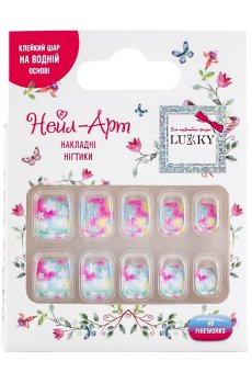 Многоразовые накладные ногти Lukky Нейл-арт Firework на липкой основе, 10 шт