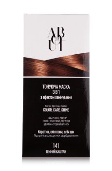 Тонирующая маска для волос ABOUT Hair Color, Care, Shine 3 в 1 с эффектом ламинирования 141 Темный каштан, 30 мл