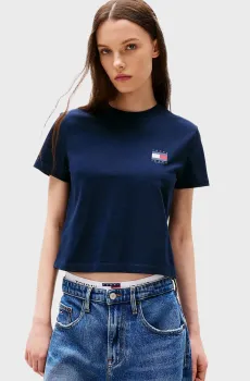 Женская темно-синяя футболка TJW REG SH TOMMY US FLAG SS Синий XS Tommy Jeans DW0DW21423