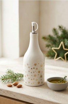 Бутилка для оливкової олії з принтом сніжинок - білий