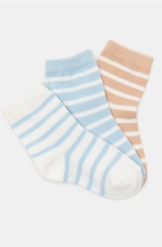 Смугасті бавовняні шкарпетки 3 pack - коричневий