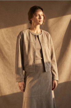 Бомбер зі штучної замші - сіро-фіолетовий