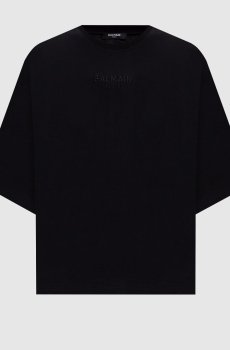 Черная укороченная футболка с вышивкой логотипа