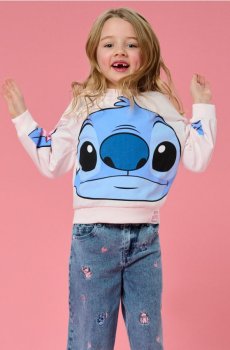 Світшот із круглим вирізом і принтом Lilo & Stitch - пастельний рожевий