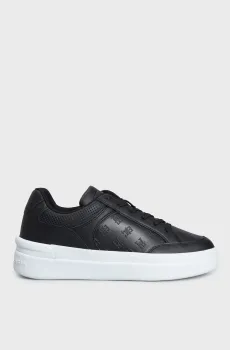 Женские черные кожаные сникерcы EMBOSSED COURT Черный 37 Tommy Hilfiger FW0FW07297