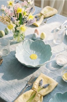 Керамічна миска у формі квітки - блакитний